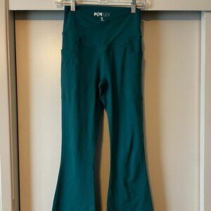 PopFlex Emerald Crisscross Hourglass Flared Legging w/pockets S 31"